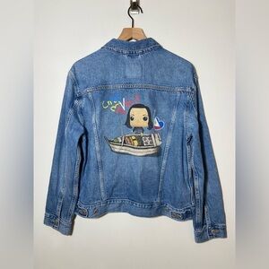 Custom Embellished Levi’s Women’s Jean Jacket Chef Val. Heart Of Filipino